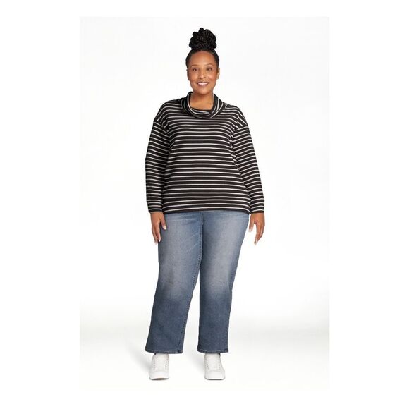 Time and Tru Black and White Striped Top Extra Large - Picture 3 of 10